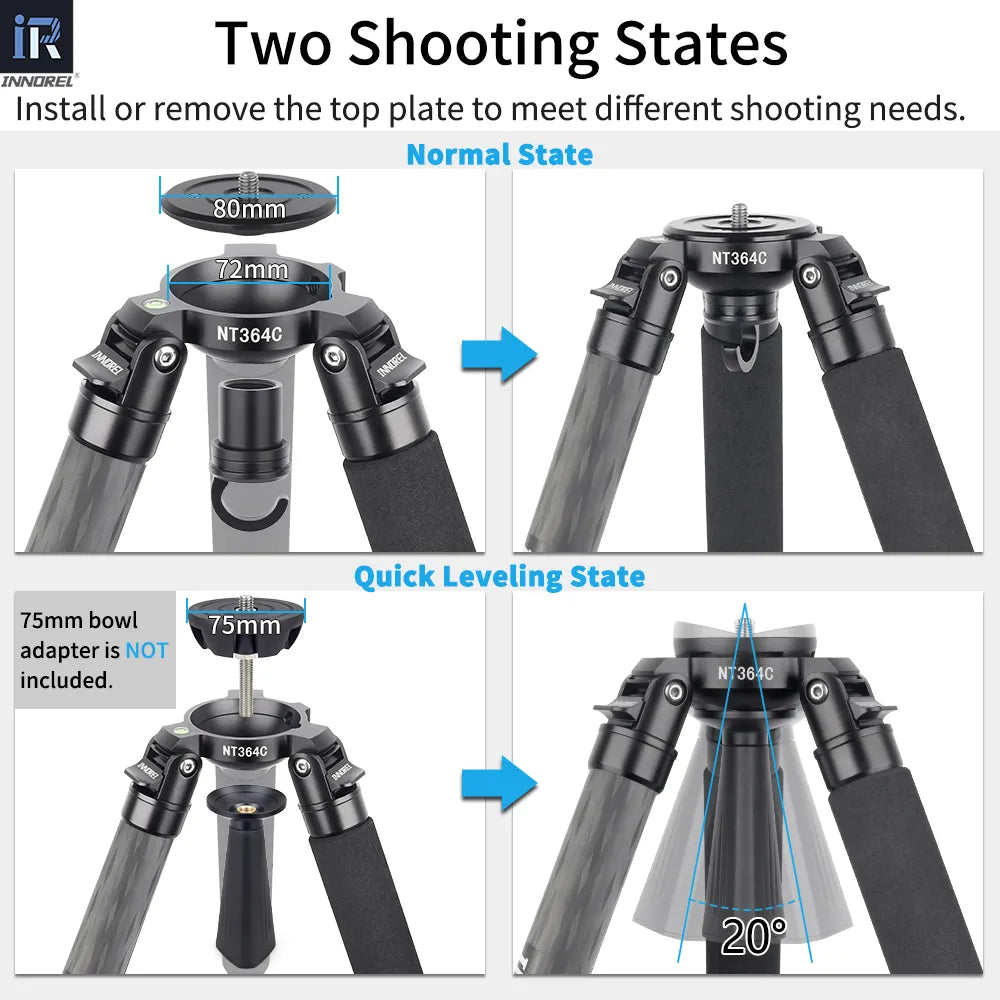 INNOREL NT364C Professional Carbon Fiber Camera Tripod