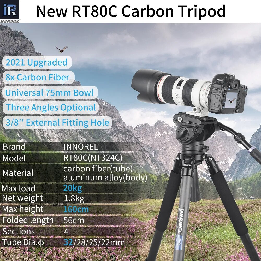 INNOREL RT80C Carbon Fiber Camera Tripod