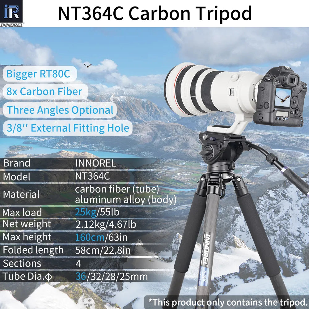 INNOREL NT364C Professional Carbon Fiber Camera Tripod