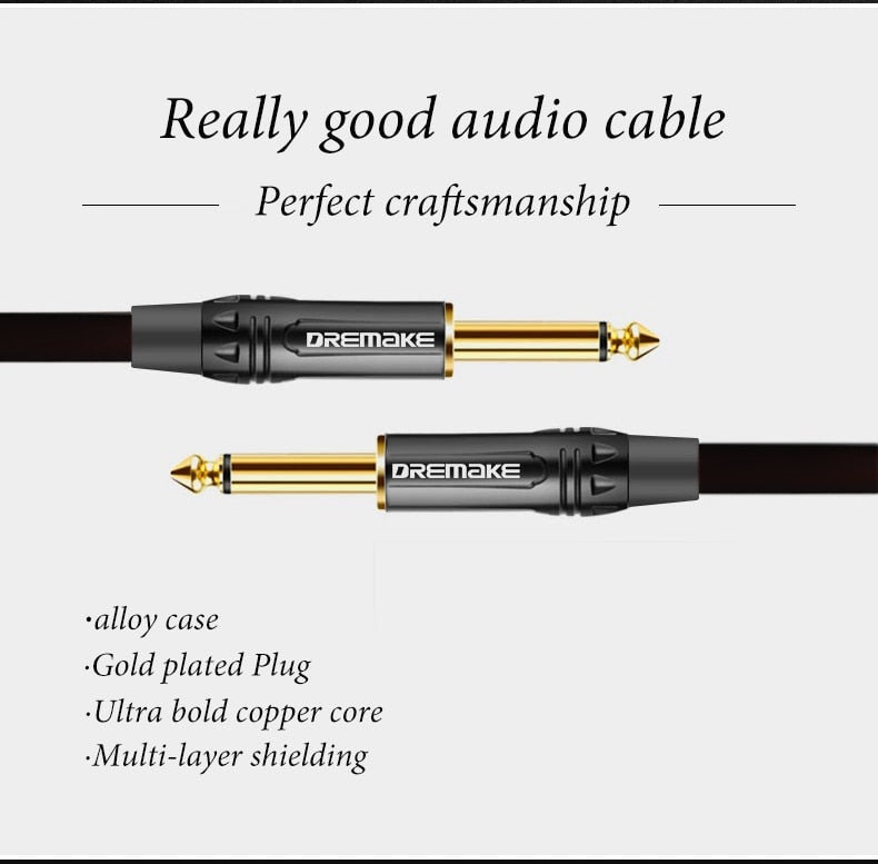 DREMAKE Jack 6.5mm Audio Cable Male To Male