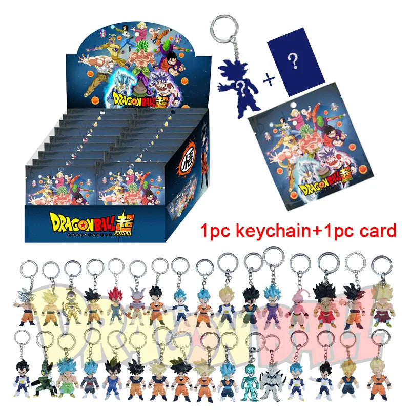 Anime Dragon Ball Figures Blind Box Keychains with Cards