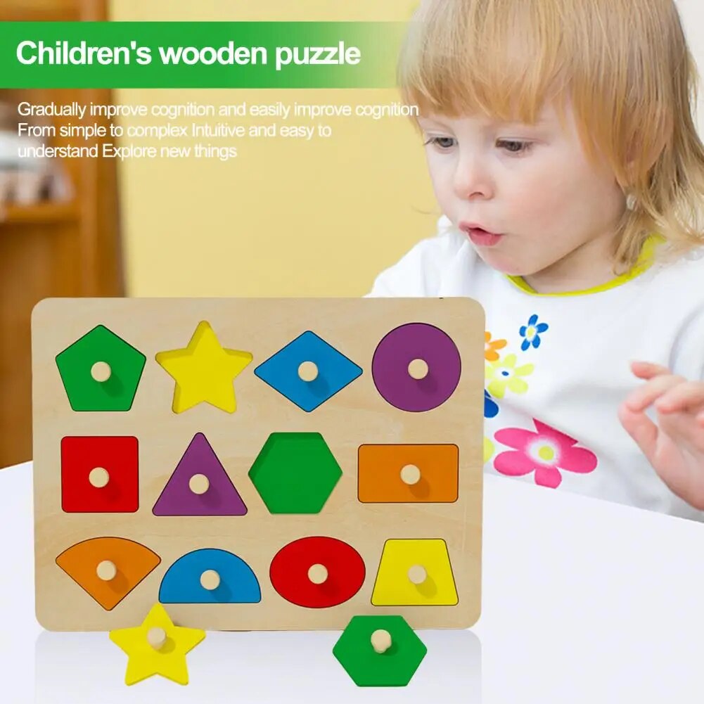 Natural Wood Block Puzzle for Children