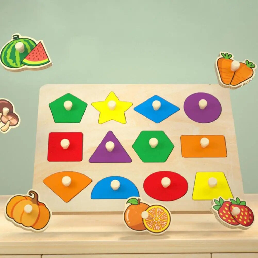 Natural Wood Block Puzzle for Children