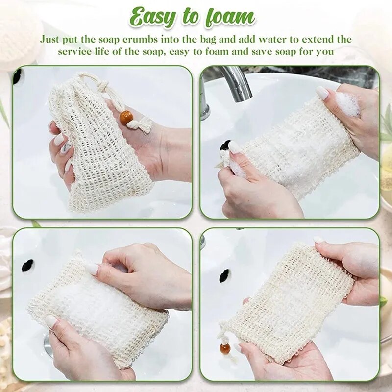 50/40/20/10Pcs Shower Bath Sisal Soap Bag