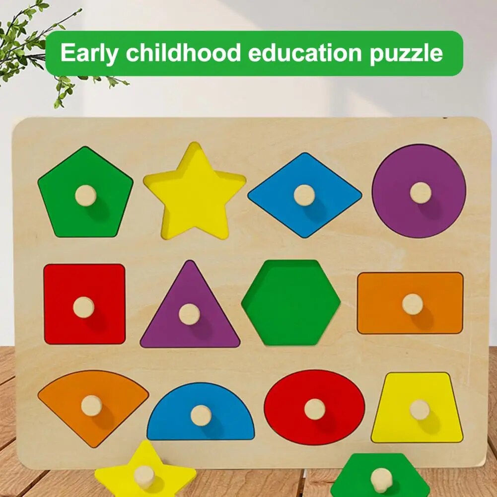 Natural Wood Block Puzzle for Children