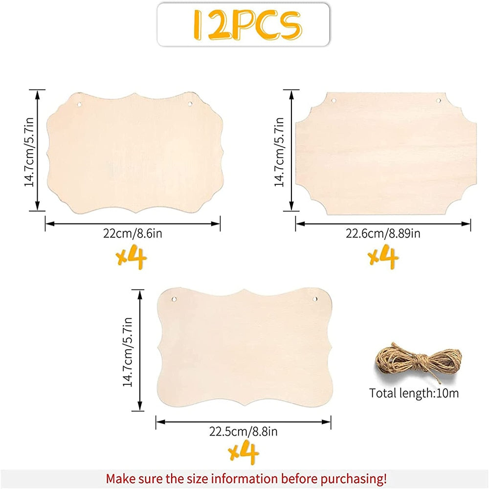 12PCS Unfinished Wood Crafts Blanks