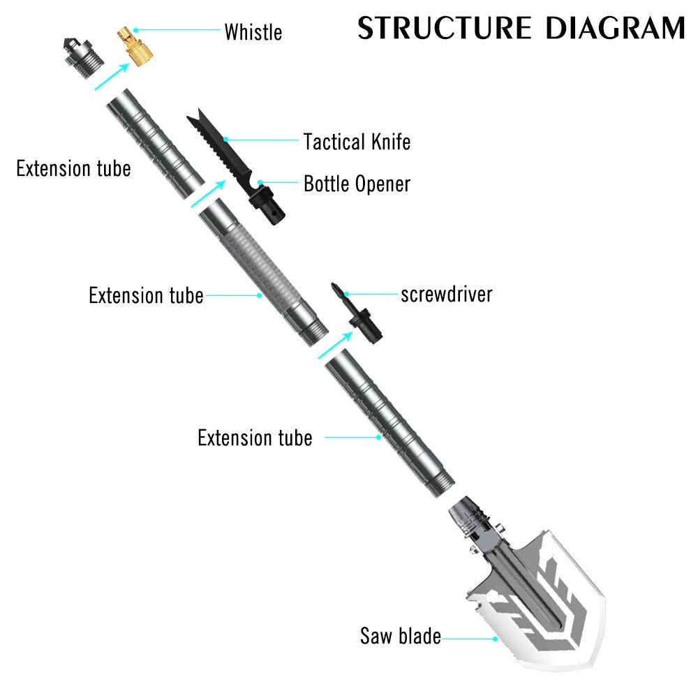 Portable Folding Shovel. Multi-function Outdoor Camping Survival Emergency Tool.