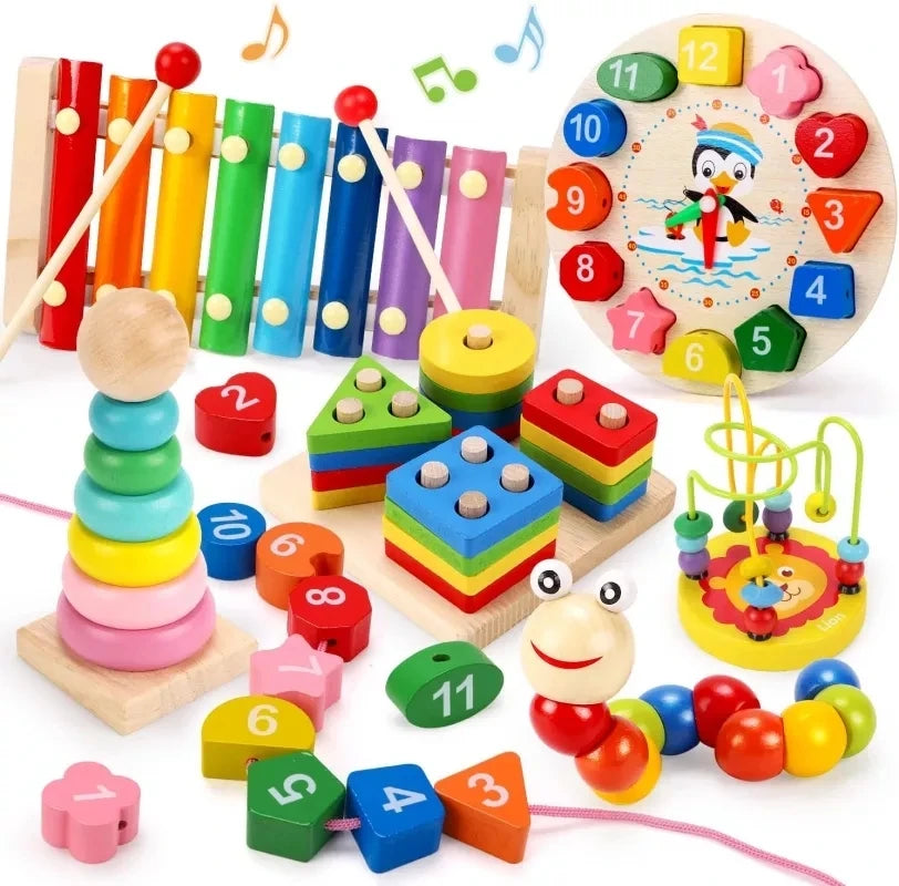 Montessori wooden toys for babies aged 1 to 3 years, suitable for boys and girls, makes for excellent baby development games. These wood puzzles for kids serve as educational learning toys.