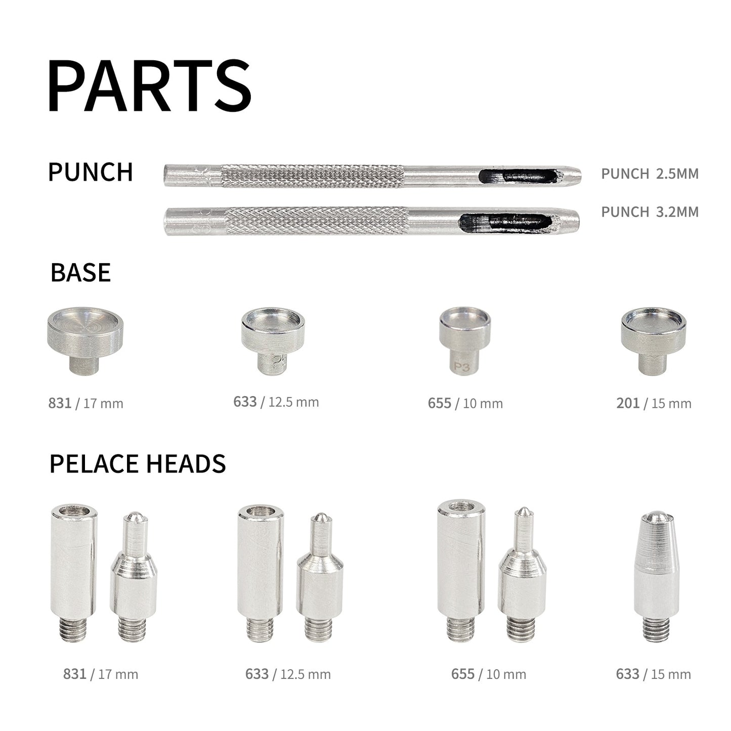 100 pcs/ Set Metal Button Installation Tool Set