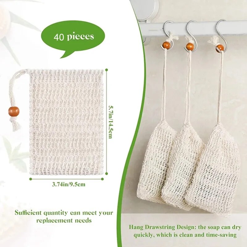 50/40/20/10Pcs Shower Bath Sisal Soap Bag